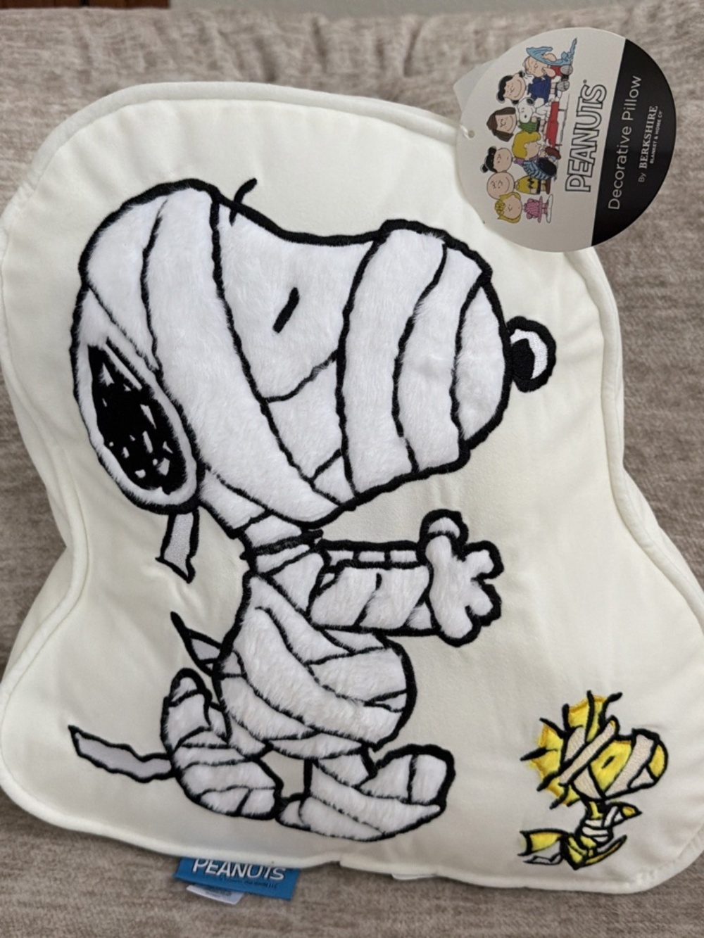 Peanuts Snoopy & Woodstock Halloween MUMMY Pillow
